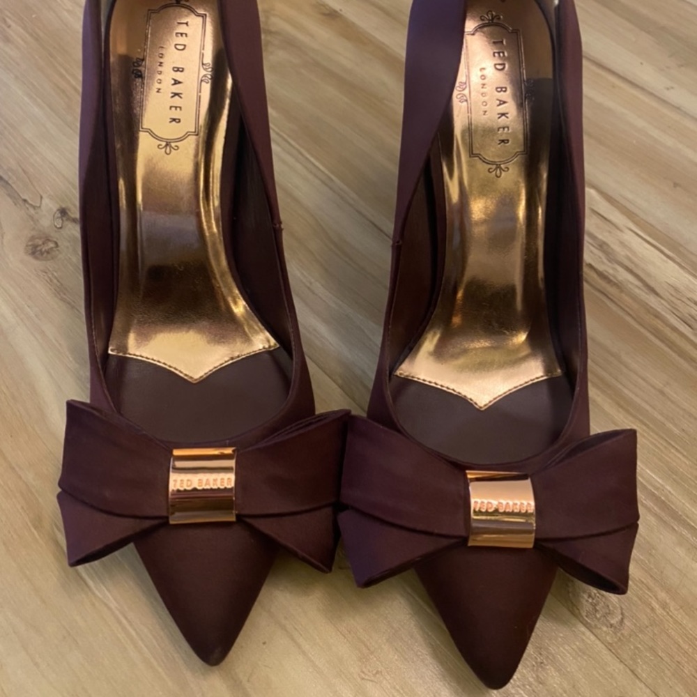 Ted Baker Burgundy Satin Bow Pump